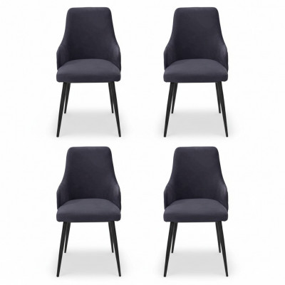 Modern black designer 4x chairs luxury dining room single-seater furniture