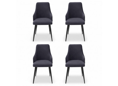 Modern black designer 4x chairs luxury dining room single-seater furniture