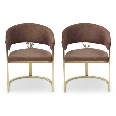 Modern dining room 2x chairs designer luxury stainless steel elements textile new