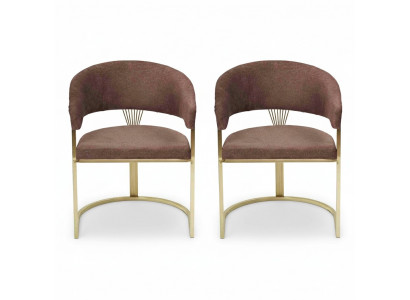 Modern dining room 2x chairs designer luxury stainless steel elements textile new
