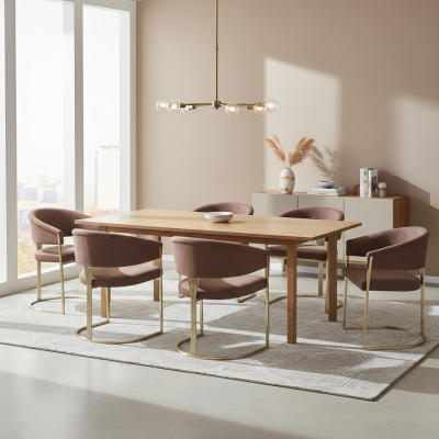 Brown suite, armchair complete, modern design set, new, 6x chairs, upholstered chair.