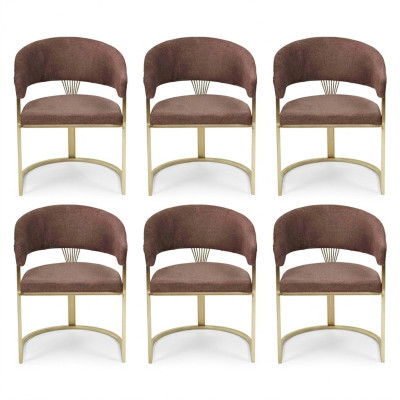 Brown suite, armchair complete, modern design set, new, 6x chairs, upholstered chair.
