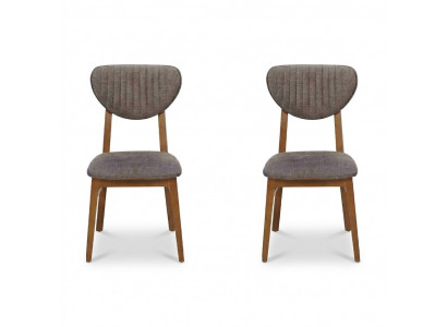 Modern chair gray upholstered 2x chairs lounge wood textile wood armchair new