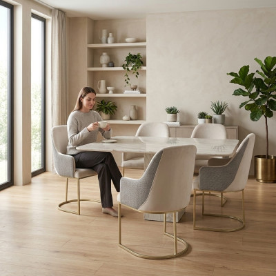 Modern upholstered chair 6x chairs dining room chair high-quality kitchen chair multicolored