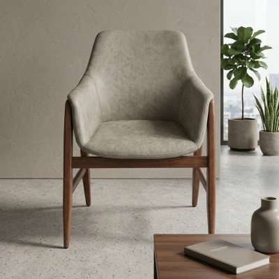 Dining chair, chair, kitchen chair, armchair, wood, fabric, modern, gray chair