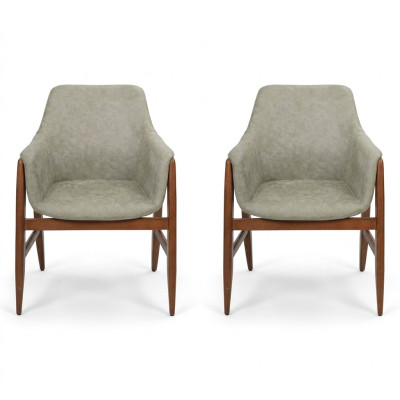 Dining room chair 2x chairs kitchen chair armchair wood fabric modern gray chair