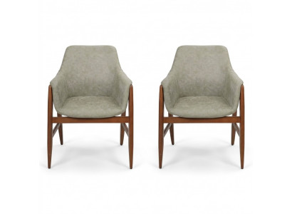 Dining room chair 2x chairs kitchen chair armchair wood fabric modern gray chair