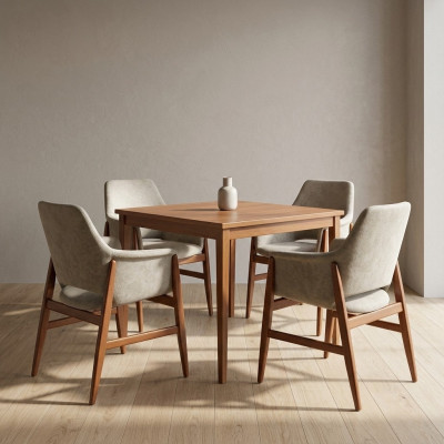 Dining chair 4x chairs kitchen chair armchair wood fabric modern gray chair