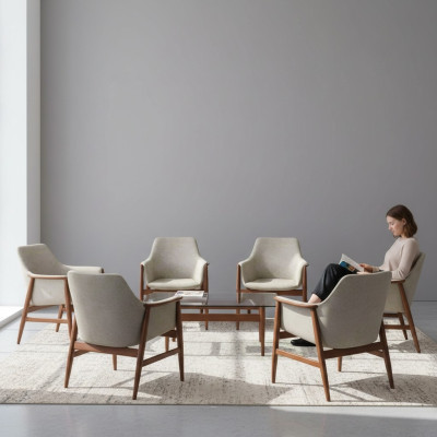 Modern grey chair dining chair 6x chairs kitchen chair armchair wood fabric