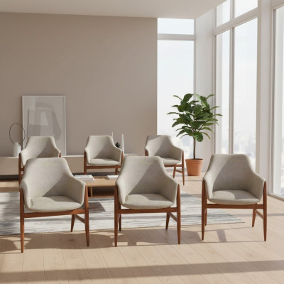 Modern grey chair dining chair 6x chairs kitchen chair armchair wood fabric