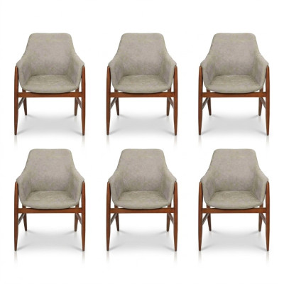 Modern grey chair dining chair 6x chairs kitchen chair armchair wood fabric