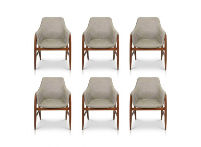 Modern grey chair dining chair 6x chairs kitchen chair armchair wood fabric