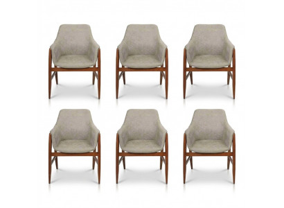 Modern grey chair dining chair 6x chairs kitchen chair armchair wood fabric