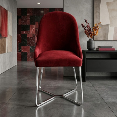 Red dining chair designer kitchen chair luxurious stainless steel armchair