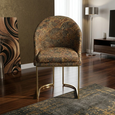 Round dining room stainless steel chair living room chairs luxury upholstered seat