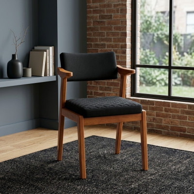 Black-Brown Single-Seater Dining Chairs with Armrests Designer New