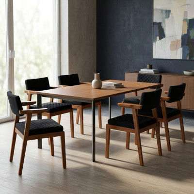 Luxury Dining Chair Modern Wood Furniture 6x Chairs Black Design Interior