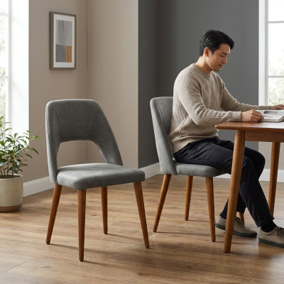 Exclusive gray-brown dining chairs luxurious wooden chairs upholstered furniture
