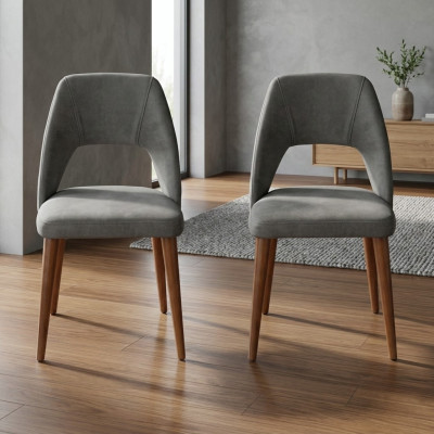 Exclusive gray-brown dining chairs luxurious wooden chairs upholstered furniture