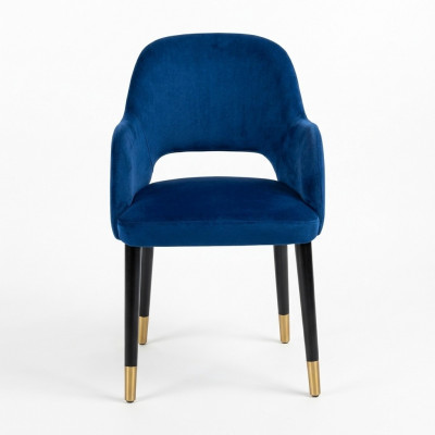 Blue cushioned dining chair modern kitchen furniture designer wooden frame