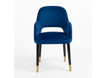 Blue cushioned dining chair modern kitchen furniture designer wooden frame