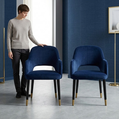 Exclusive 2x Blue Modern Chairs Kitchen Furniture Designer Wooden Frame Furniture