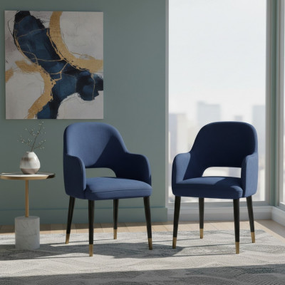 Exclusive 2x Blue Modern Chairs Kitchen Furniture Designer Wooden Frame Furniture