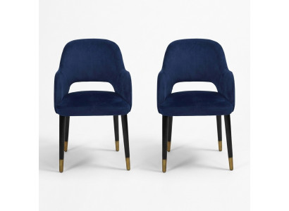 Exclusive 2x Blue Modern Chairs Kitchen Furniture Designer Wooden Frame Furniture