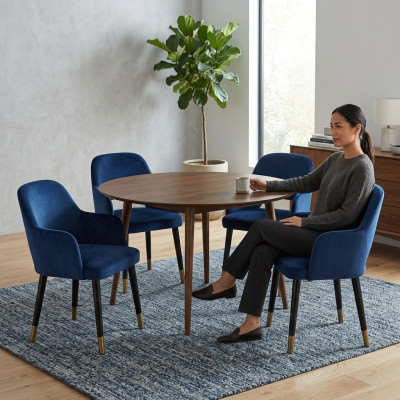 Luxury 4x Chairs Luxury Blue Kitchen Furniture Designer Dining Room Chair Wooden Furniture