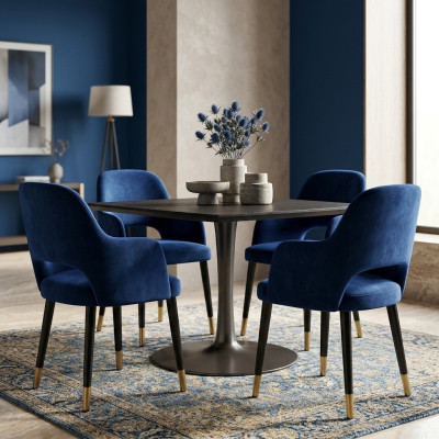Luxury 4x Chairs Luxury Blue Kitchen Furniture Designer Dining Room Chair Wooden Furniture