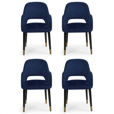Luxury 4x Chairs Luxury Blue Kitchen Furniture Designer Dining Room Chair Wooden Furniture