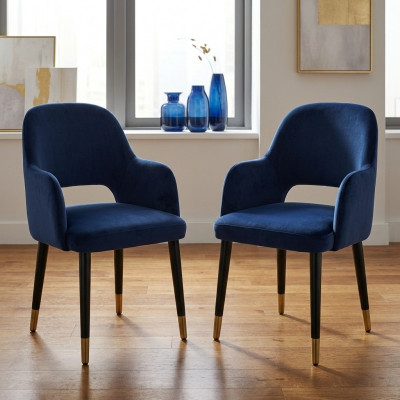 Luxury 6x Chairs Blue Kitchen Furniture Designer Modern Dining Chair Wood Furniture