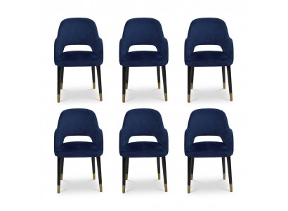Luxury 6x Chairs Blue Kitchen Furniture Designer Modern Dining Chair Wood Furniture