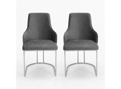 Gray 2x Dining Room Chairs Upholstered Chairs Luxury Dining Room Set of 2