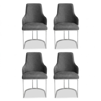 Gray Chair Set Dining Chairs Luxurious Seating Kitchen Furniture 4-piece Set