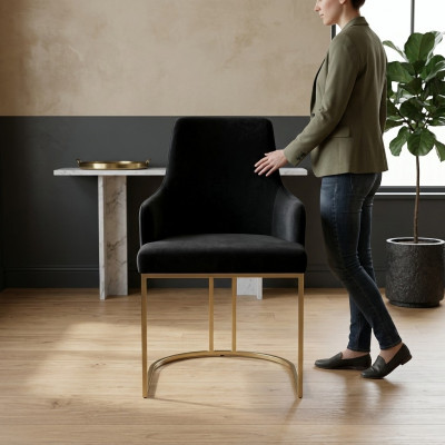 Modern black textile dining chair metal single-seater designer furniture