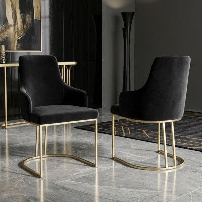 Luxury 6x Chairs Black Dining Chair Designer Furniture Modern Chairs New