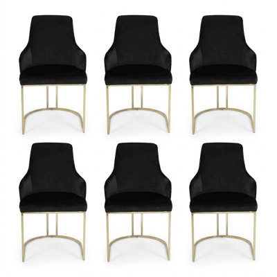 Luxury 6x Chairs Black Dining Chair Designer Furniture Modern Chairs New