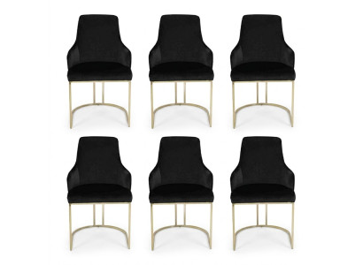 Luxury 6x Chairs Black Dining Chair Designer Furniture Modern Chairs New