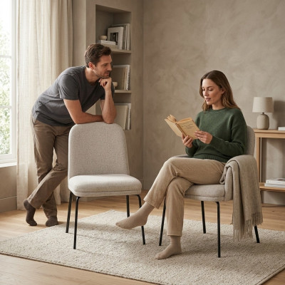 Modern white chair set, luxurious dining chairs, designer furniture, 2-piece set.