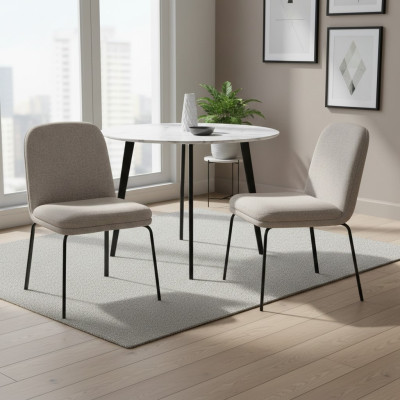 Modern white chair set, luxurious dining chairs, designer furniture, 2-piece set.