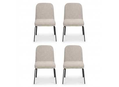 Group Furniture Chairs 4x Chair Set Textile Upholstered Seat Stainless Steel Dining Room New