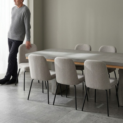 Group of Chairs 6x Chair Set Fabric Upholstered Seat Stainless Steel Dining Room New