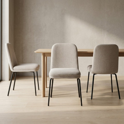 Group of Chairs 6x Chair Set Fabric Upholstered Seat Stainless Steel Dining Room New