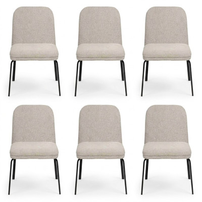 Group of Chairs 6x Chair Set Fabric Upholstered Seat Stainless Steel Dining Room New