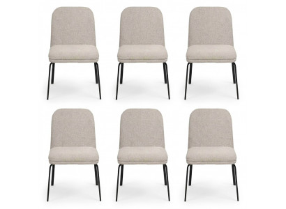Group of Chairs 6x Chair Set Fabric Upholstered Seat Stainless Steel Dining Room New
