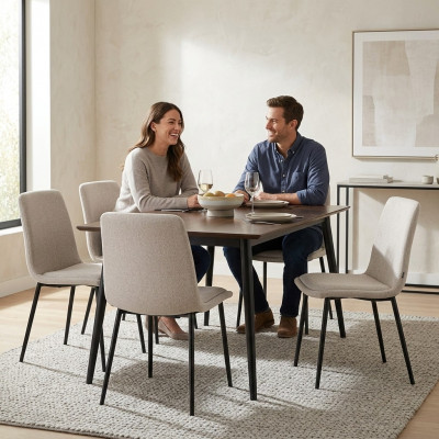 Set of Metal Upholstered Chairs Dining Room Textile 4x Armchair Chair Group