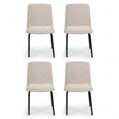 Set of Metal Upholstered Chairs Dining Room Textile 4x Armchair Chair Group