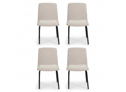 Set of Metal Upholstered Chairs Dining Room Textile 4x Armchair Chair Group