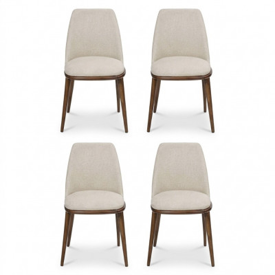 White designer chair set 4x kitchen chairs luxury seating furniture wooden frame